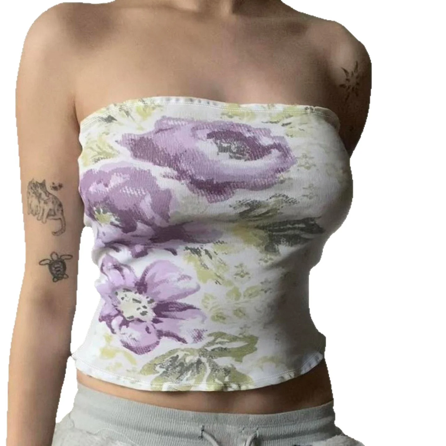 Damen Bandeau-Top mit floraler Stickerei und elastischer Passform R&B - Image 5
