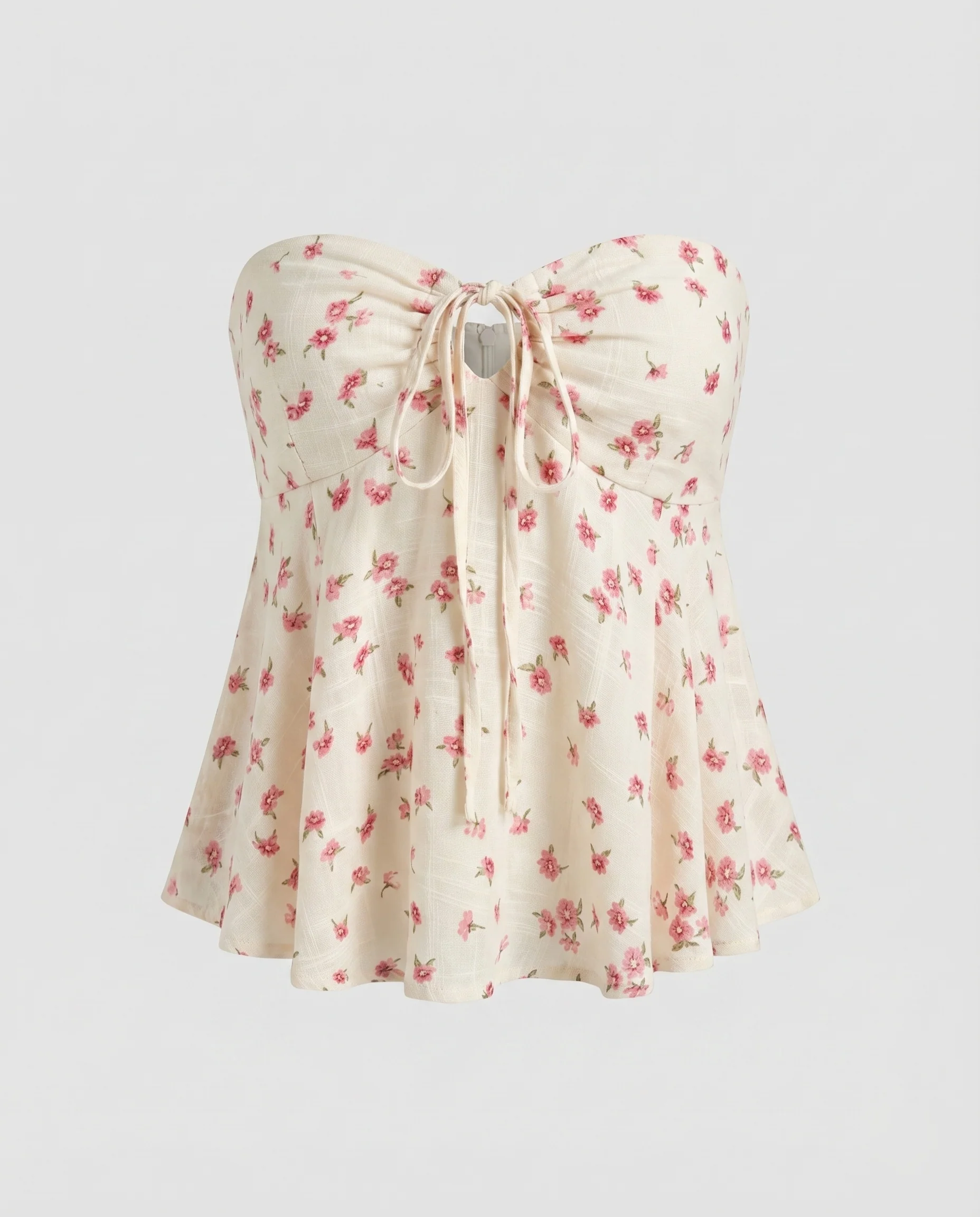 Damen Bandeau-Top mit verspielten Rüschendetails und romantischen Blumen - Image 5
