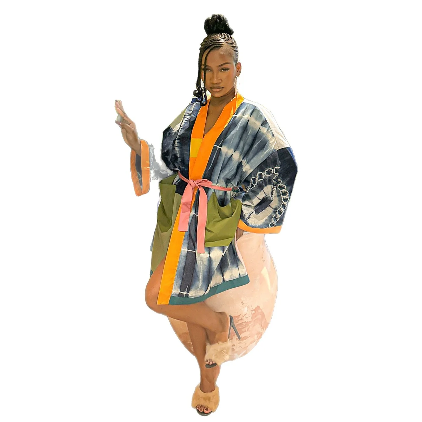 Damen Baumwollkimono mit modernem Batik-Muster R&B - Image 5