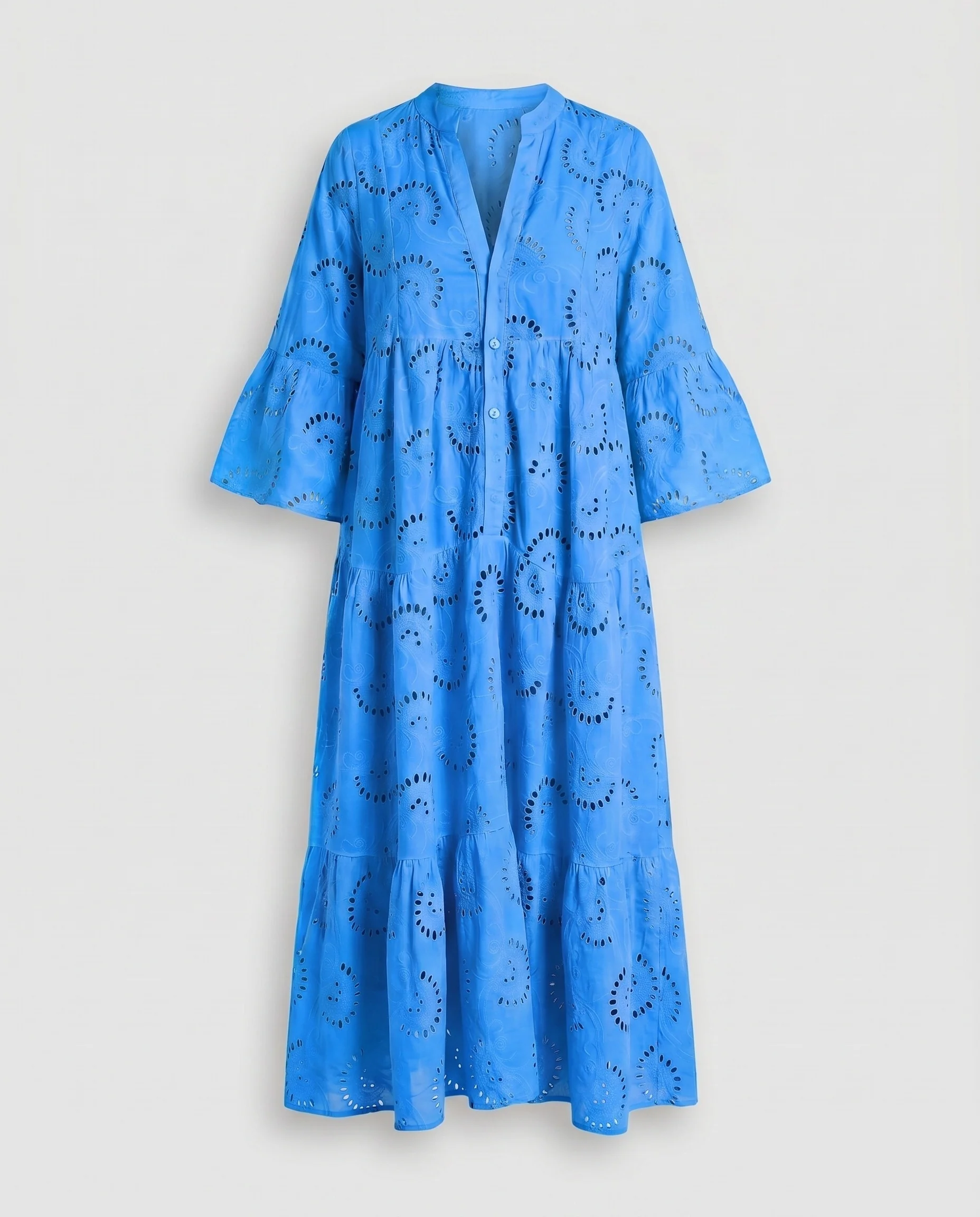 Damen Baumwollmaxikleid mit luftiger A-Linien-Silhouette und verspielten Cut-Outs R&B - Image 6