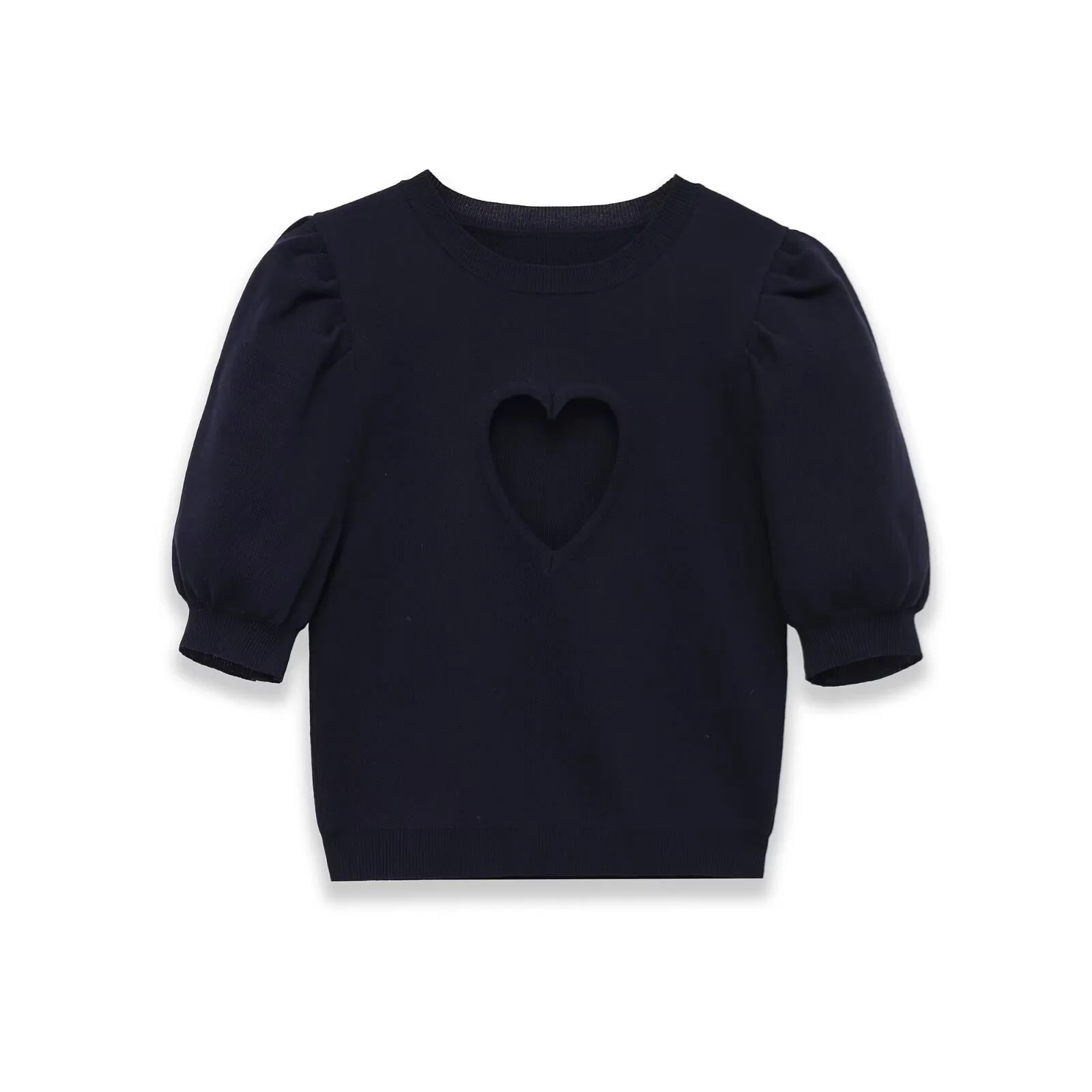 Damen Baumwollpullover mit herzförmigem Ausschnitt und modischen Puffärmeln R&B - Image 6