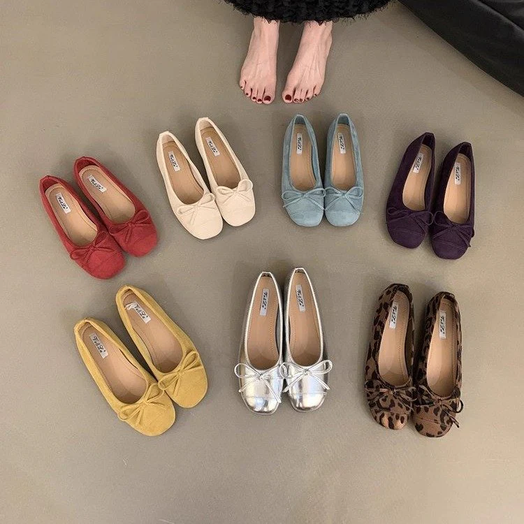Damen bequeme Ballerinas mit dekorativem Schleifenakzent und elastischem Fußbett R&B - Image 2
