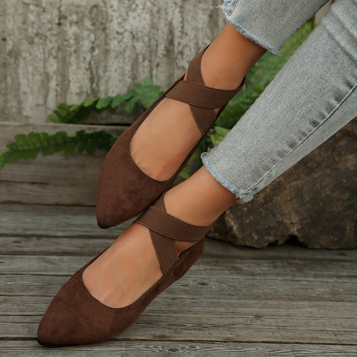 Damen Bequeme Ballerinas mit elastischem Riemchen und modischem Design R&B - Image 3