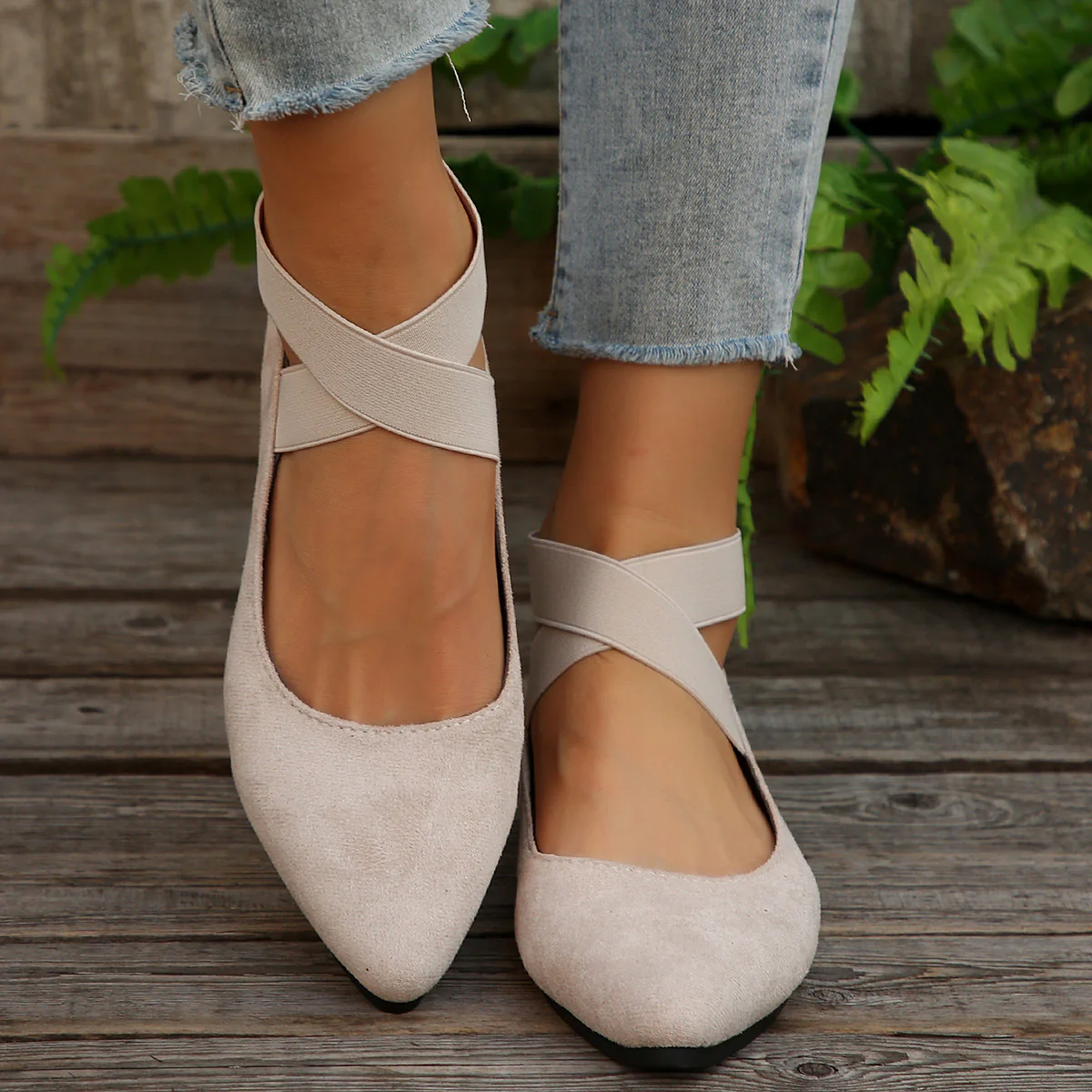 Damen Bequeme Ballerinas mit elastischem Riemchen und modischem Design R&B - Image 4