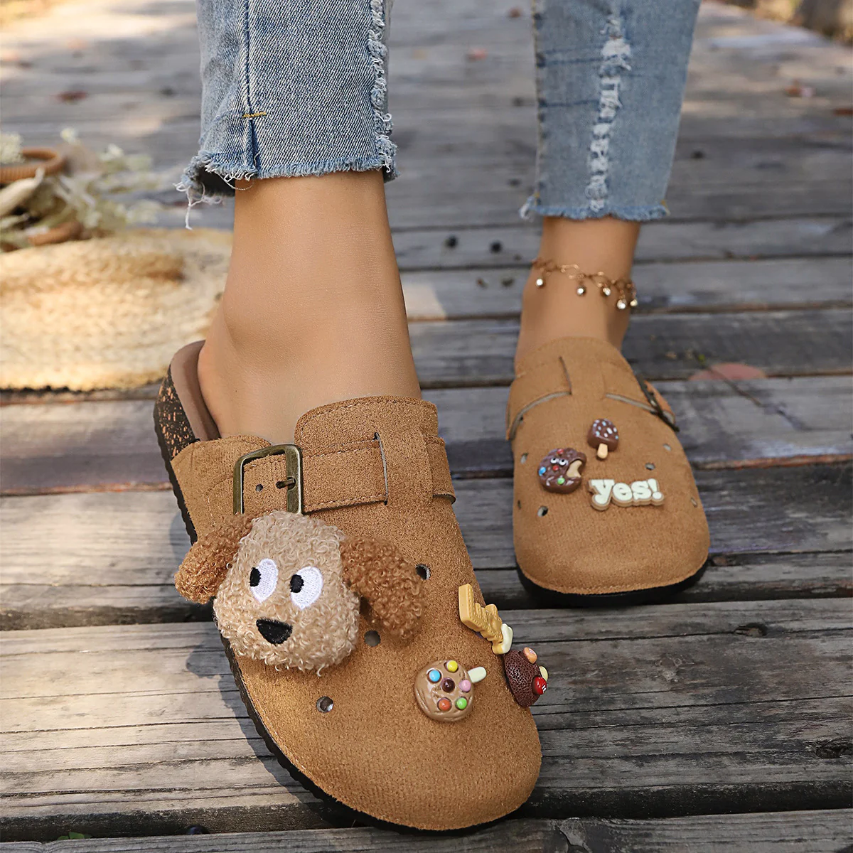 Damen Bequeme Clogs mit süßem Dekor und verstellbarem Riemen R&B - Image 4