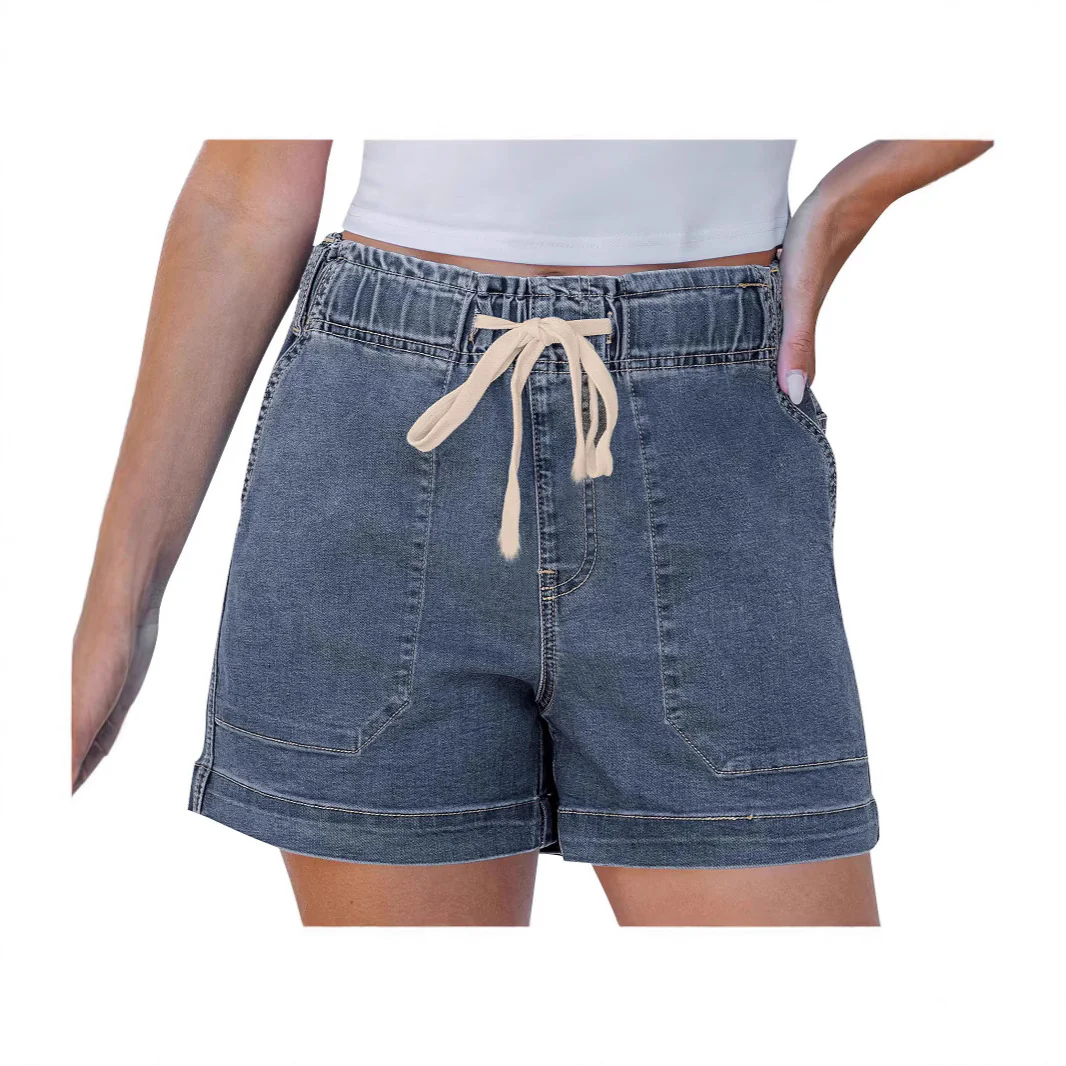 Damen bequeme Denim-Shorts mit Gummizug und praktischen Taschen R&B - Image 3