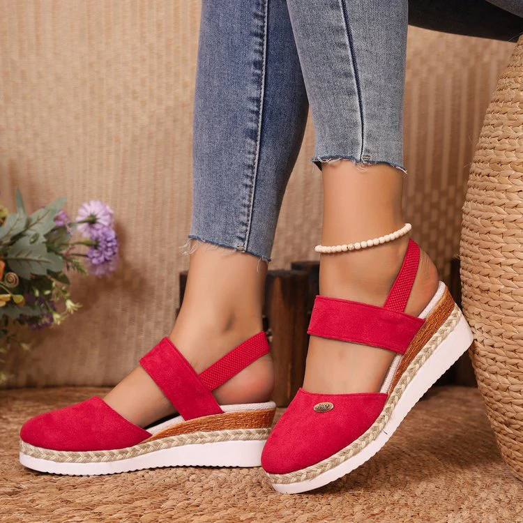 Damen Bequeme Espadrilles mit elastischen Riemen und dekorativem Bastbesatz R&B - Image 10