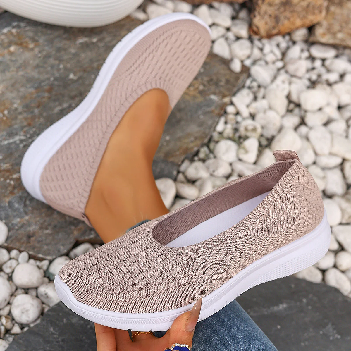 Damen Bequeme Freizeitschuhe mit elastischer Strickoberfläche R&B - Image 8