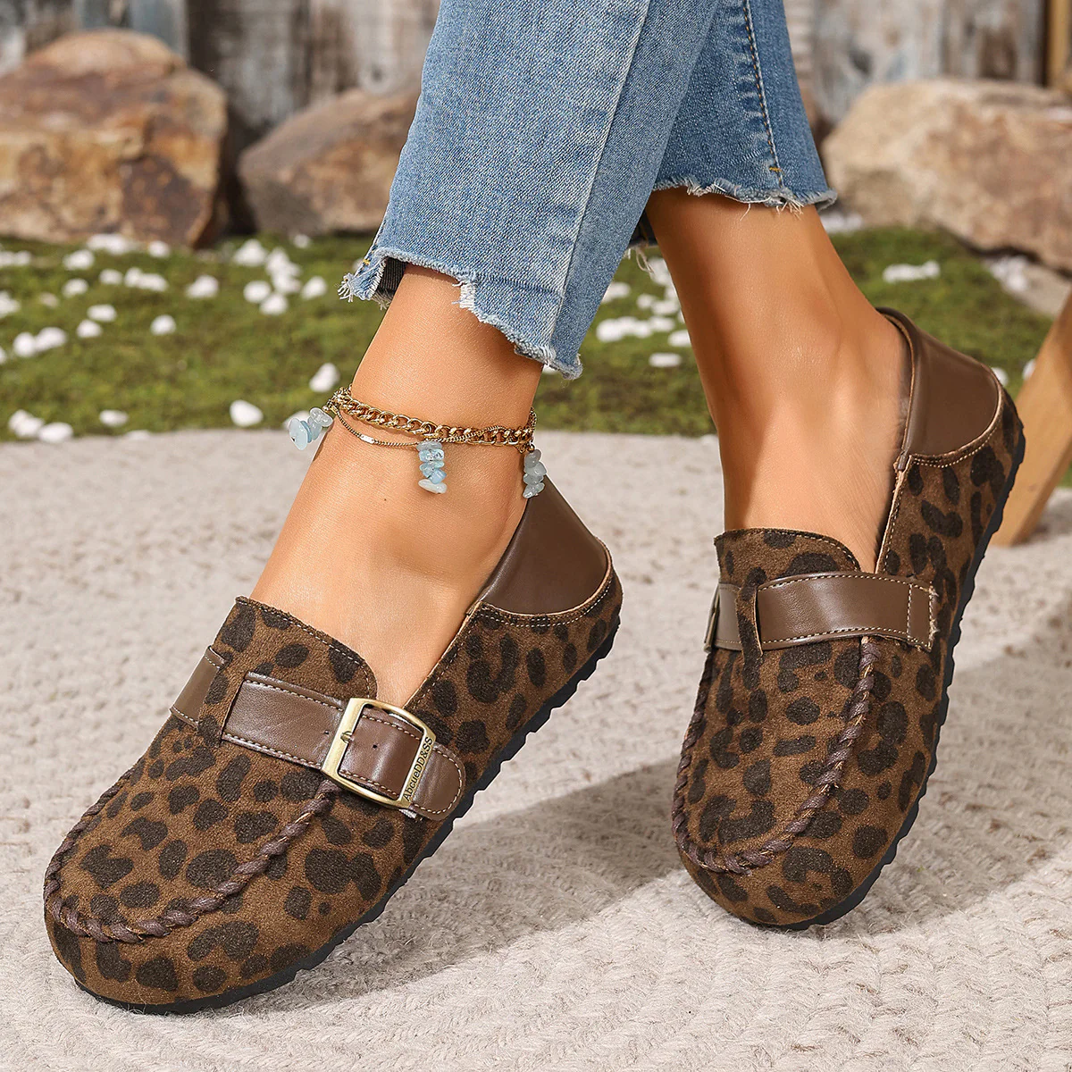 Damen Bequeme Mokassins mit animalischem Print und dekorativem Schnallen-Detail R&B - Image 6