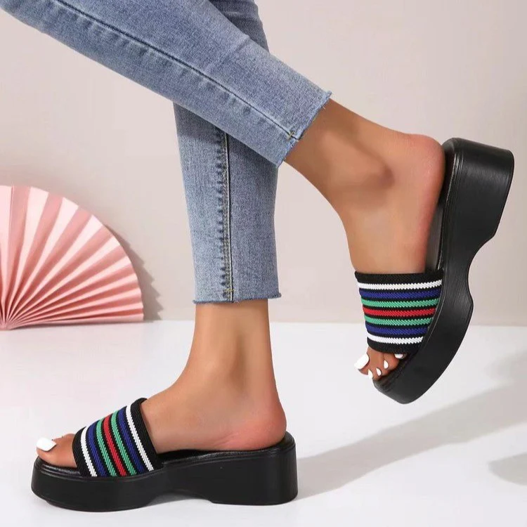 Damen Komfortable Plateau-Sandalen mit breitem Riemen und elastischer Sohle R&B - Image 3