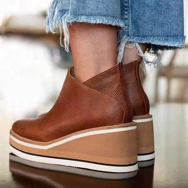 Damen Bequeme Plateau-Stiefeletten aus hochwertigem Leder mit seitlichem Reißverschluss R&B - Image 9
