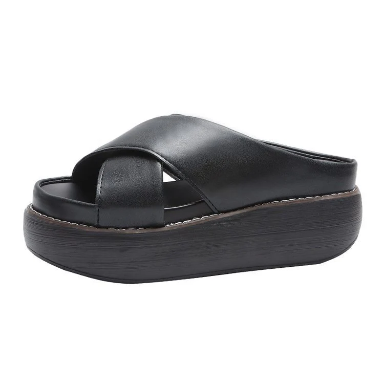 Damen Komfortable Plateausandalen aus hochwertigem Kunstleder mit überkreuzten Riemen R&B - Image 8