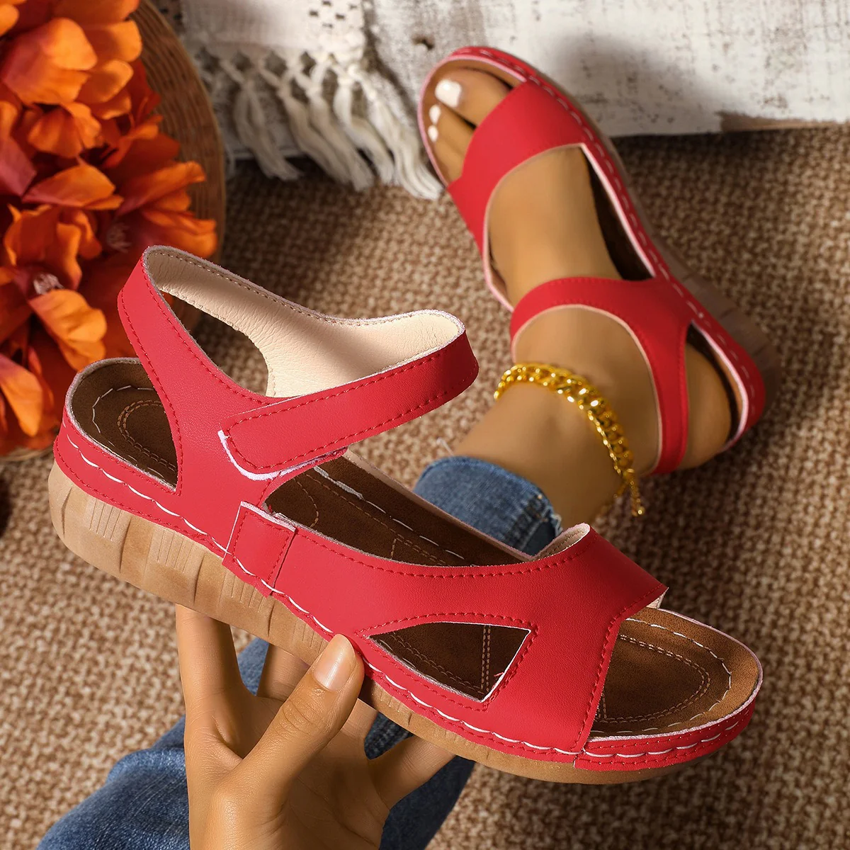 Damen bequeme Riemchen-Sandalen mit anatomischem Fußbett R&B - Image 3