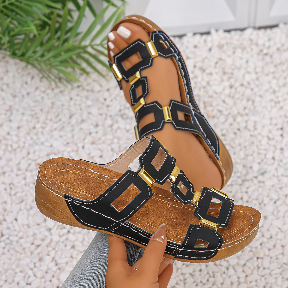Damen Bequeme Riemchensandalen mit modischem Design und anatomisch gestaltetem Fußbett R&B - Image 6