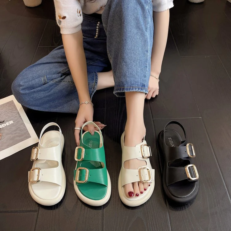 Damen Bequeme Riemchen-Sandalen mit modischer Schnallenverzierung und ergonomischem Fußbett R&B - Image 2