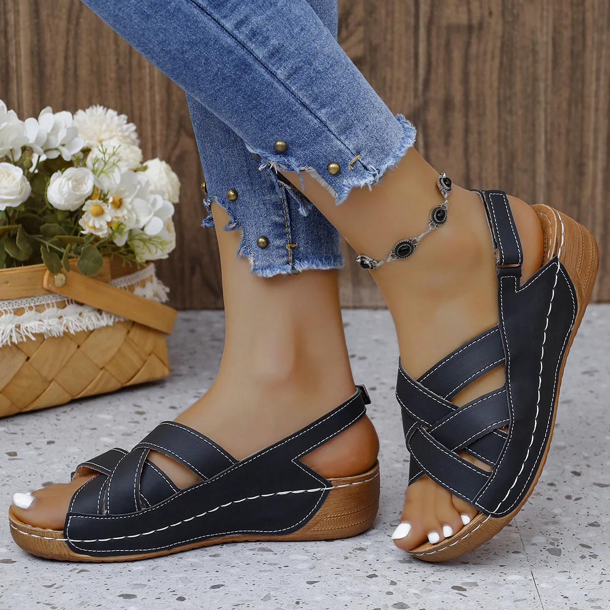 Damen Bequeme Riemchensandalen mit anatomischer Fußbetten- und Luftpolster-Wirkung R&B - Image 4
