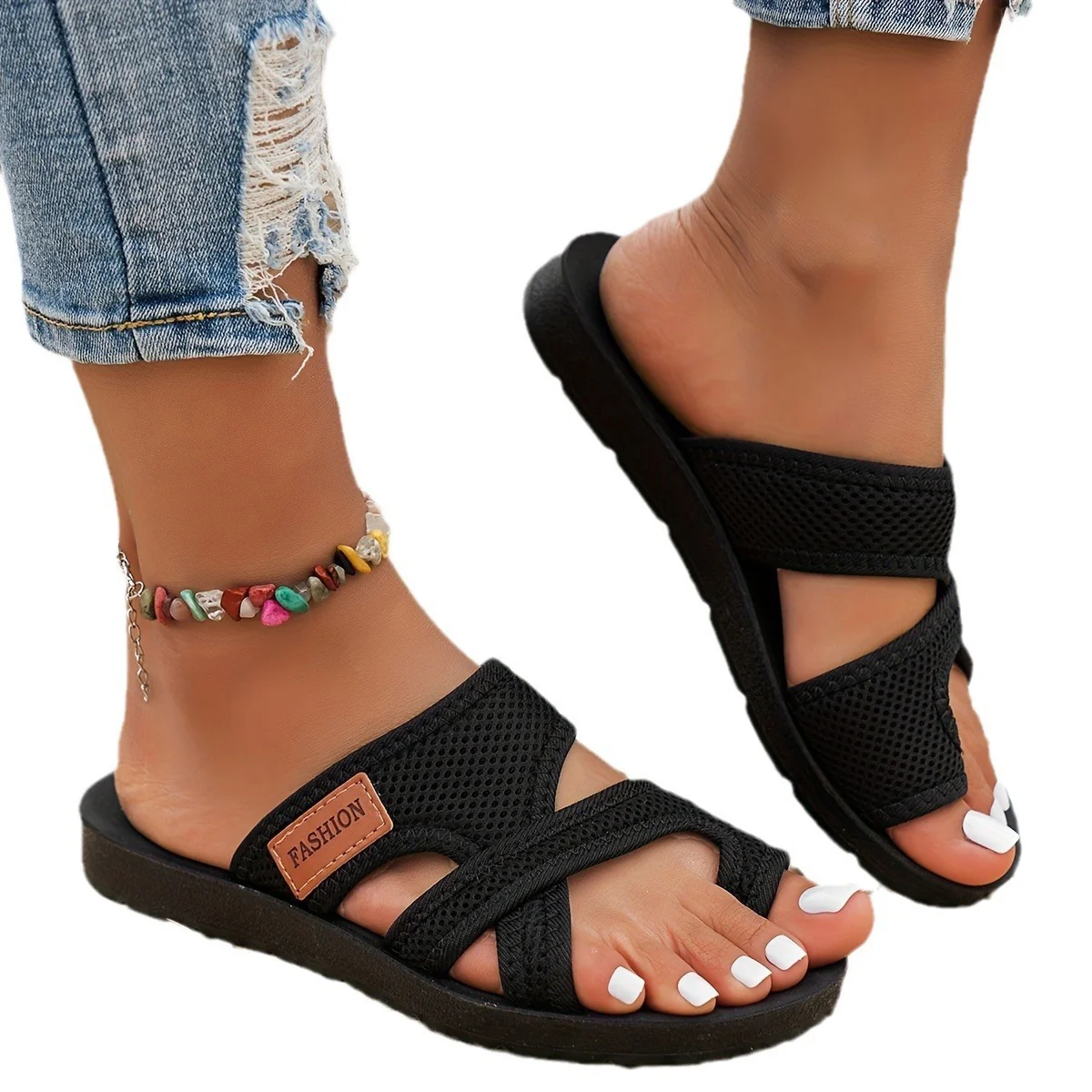 Damen bequeme Sandalen mit elastischen Riemen und atmungsaktiver Obermaterialstruktur R&B - Image 5