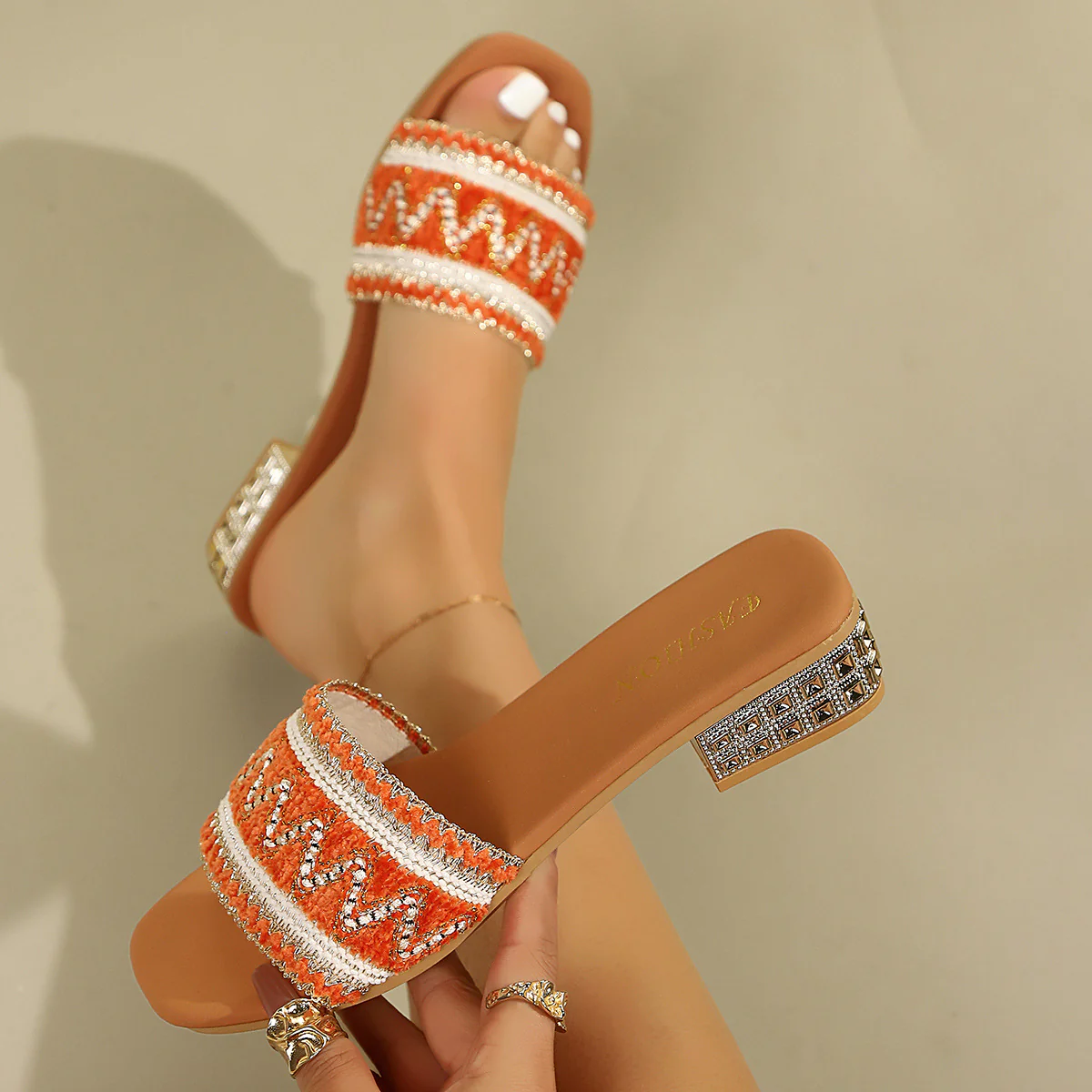 Damen Bequeme Schmuck-Sandalen mit stylishen Riemchen und funkelnden Details R&B - Image 4