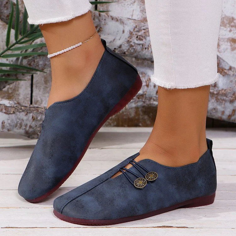 Damen komfortable Slipper mit modischen Knopfdetails R&B