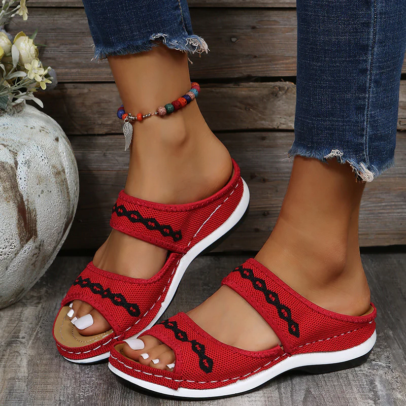 Damen bequeme und luftige Sandalen mit elastischem Riemendesign R&B