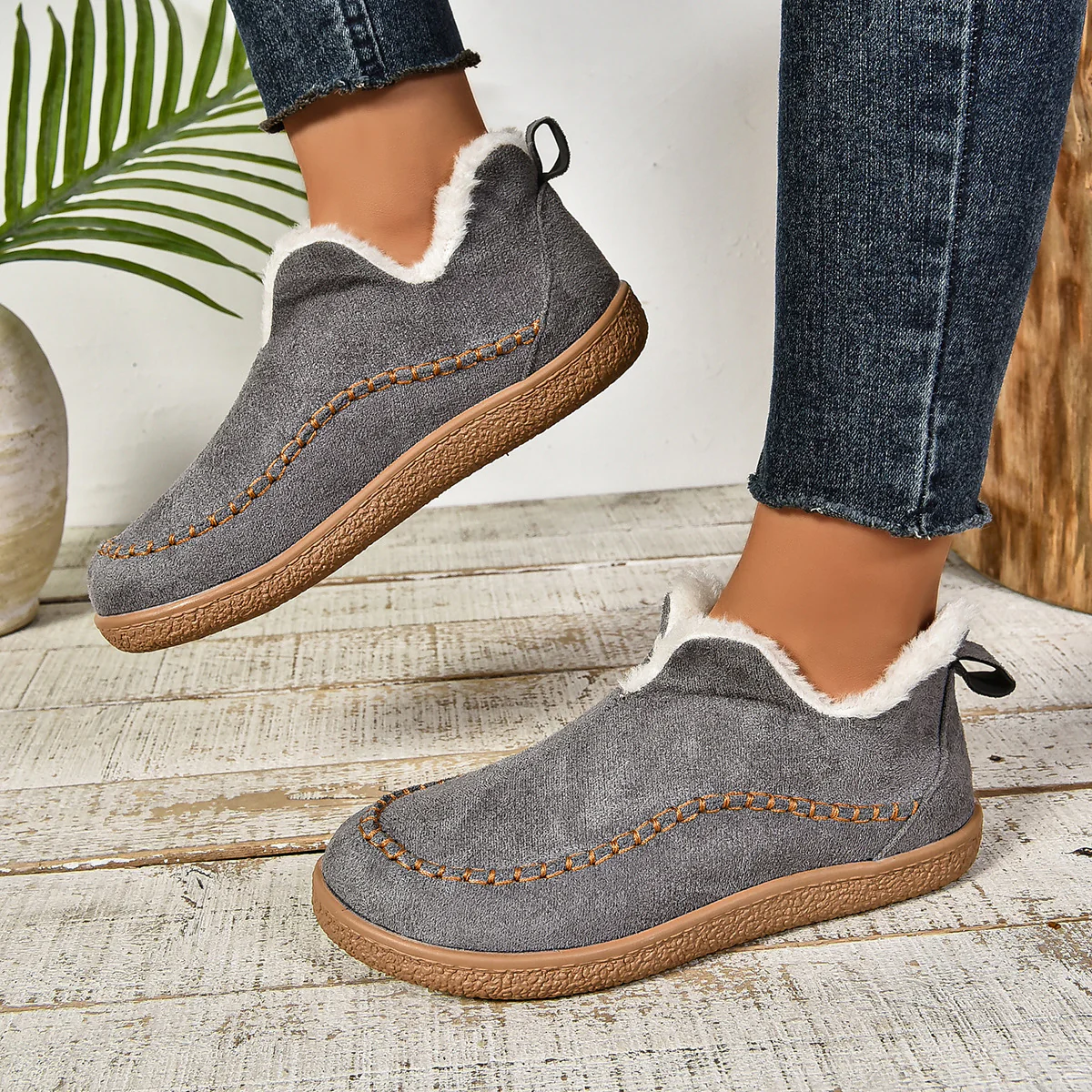 Damen bequeme und warme Freizeit-Slipper mit Innenfutter R&B - Image 9
