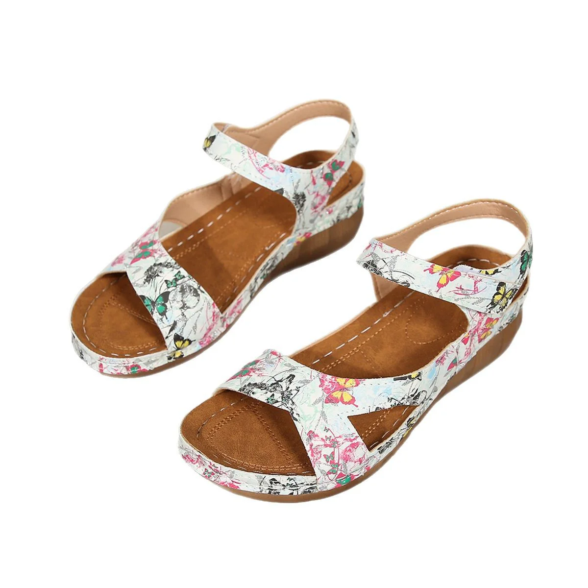 Damen Bequeme Wedge-Sandalen mit breitem Riemen und floralem Design R&B - Image 5