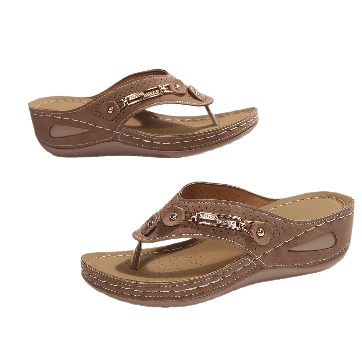 Damen Komfortable Wedge-Sandalen mit verstellbarem Riemen R&B - Image 5