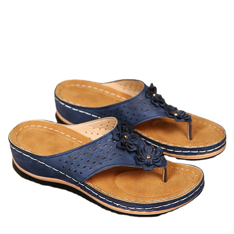 Damen Bequeme Zehensandalen mit dekorativen Blumenapplikationen R&B - Image 5