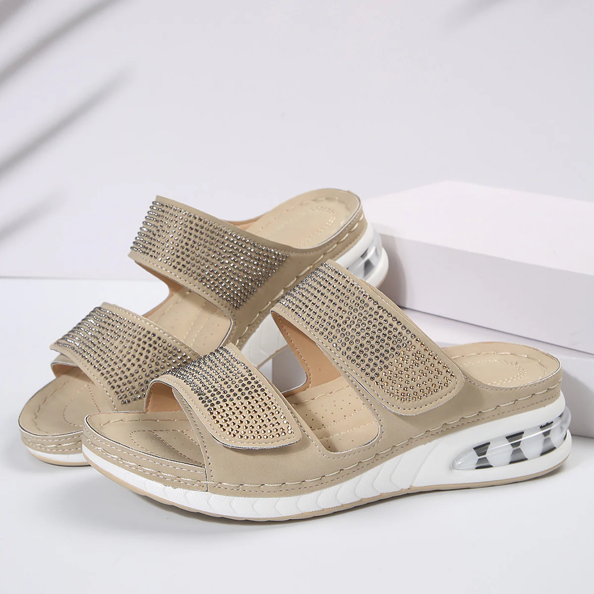 Damen bequeme Zehentrenner-Sandalen mit modischem Glitzer-Design und luftiger Sohle R&B - Image 6