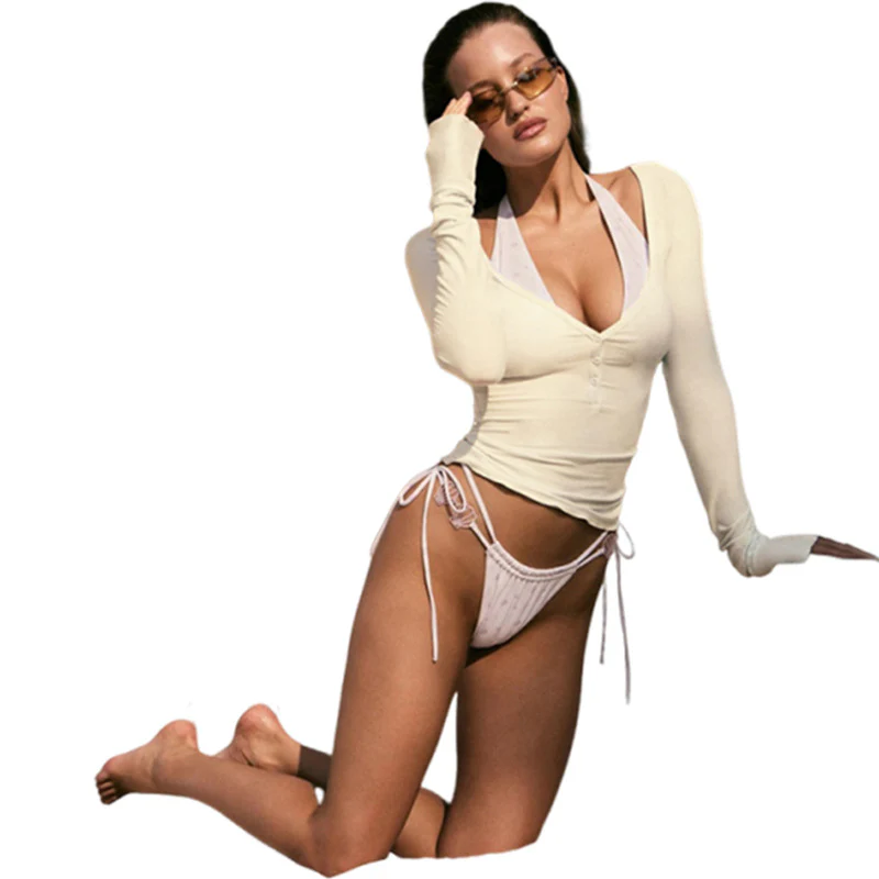 Damen Bequemer Jumpsuit mit langem Arm und Raffung R&B - Image 5