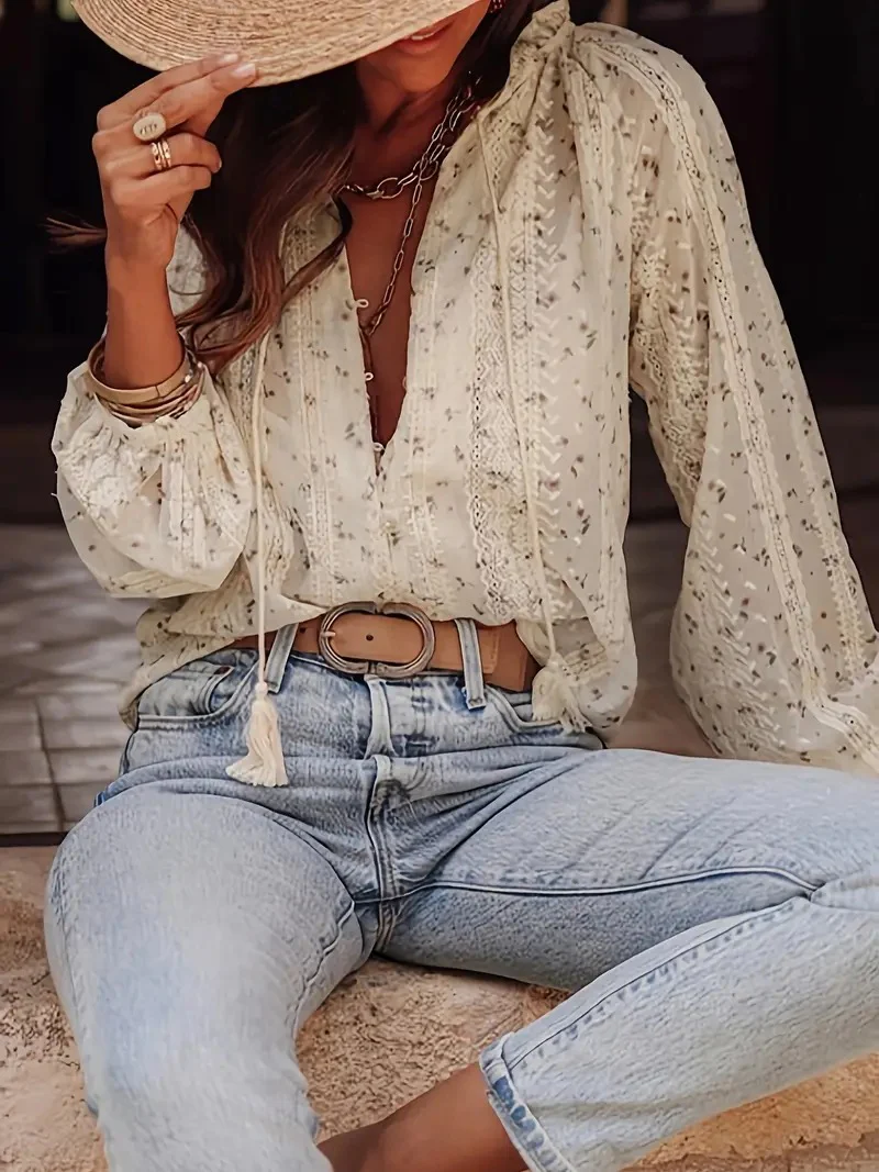 Damen bestickte Bluse mit eleganten Details R&B - Image 3