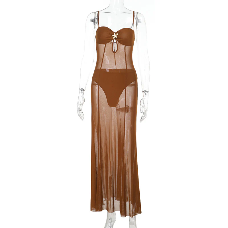Damen Bikini-Überwurfkleid mit dekorativem Ausschnitt und transparentem Design R&B - Image 7