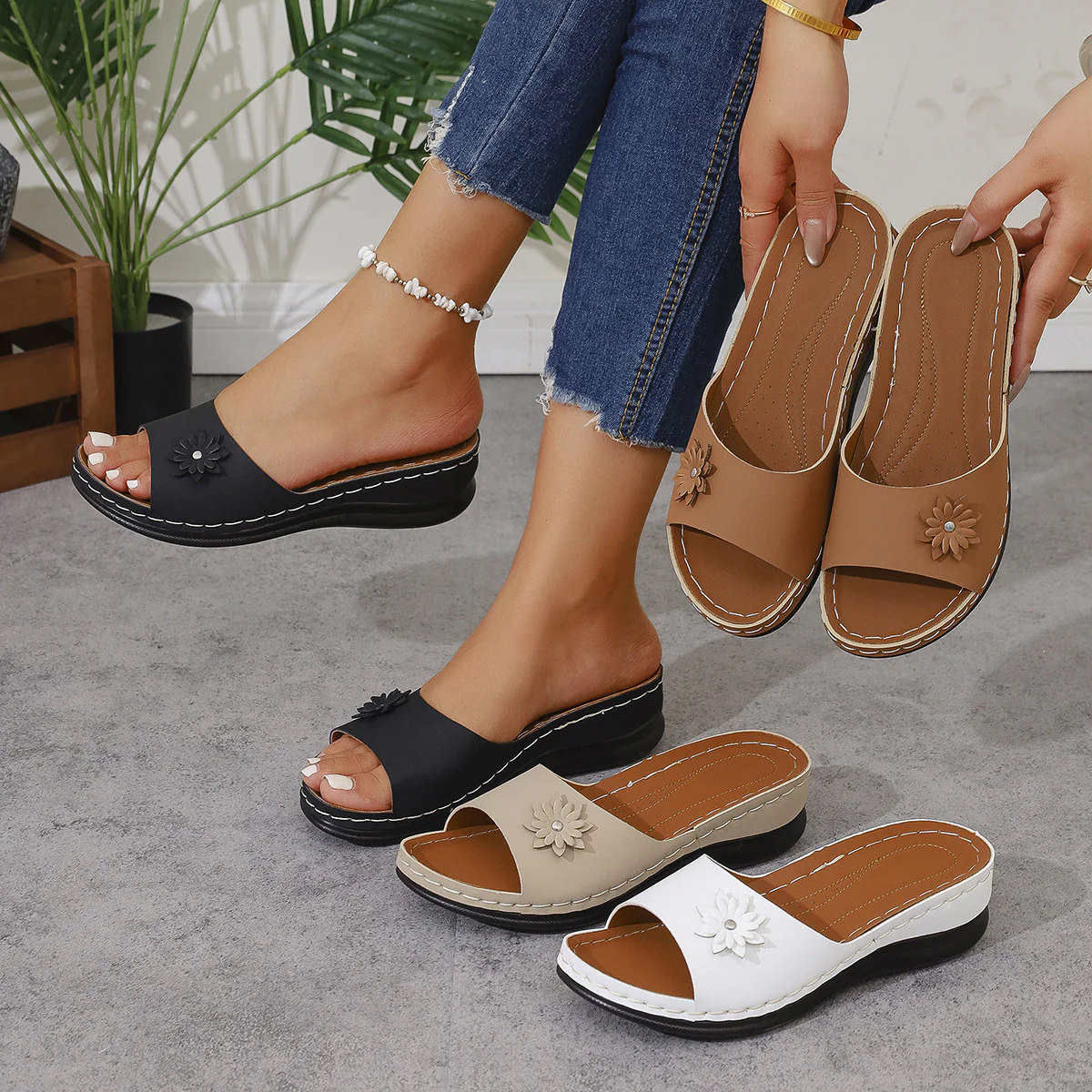 Damen Blumige Clogs mit ergonomischer Fußbettgestaltung R&B - Image 2