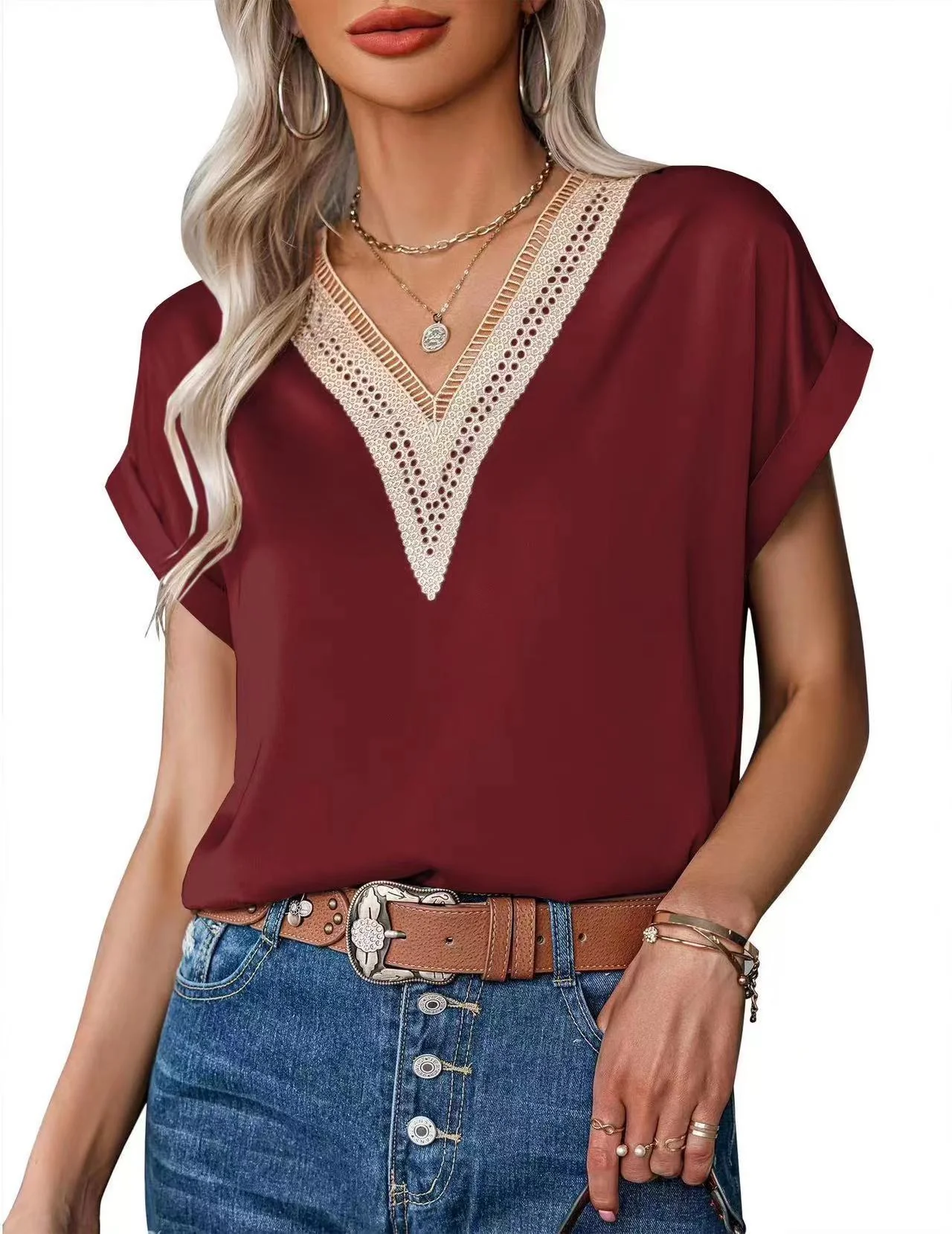 Damen Bluse mit elegantem Spitzenbesatz R&B - Image 2