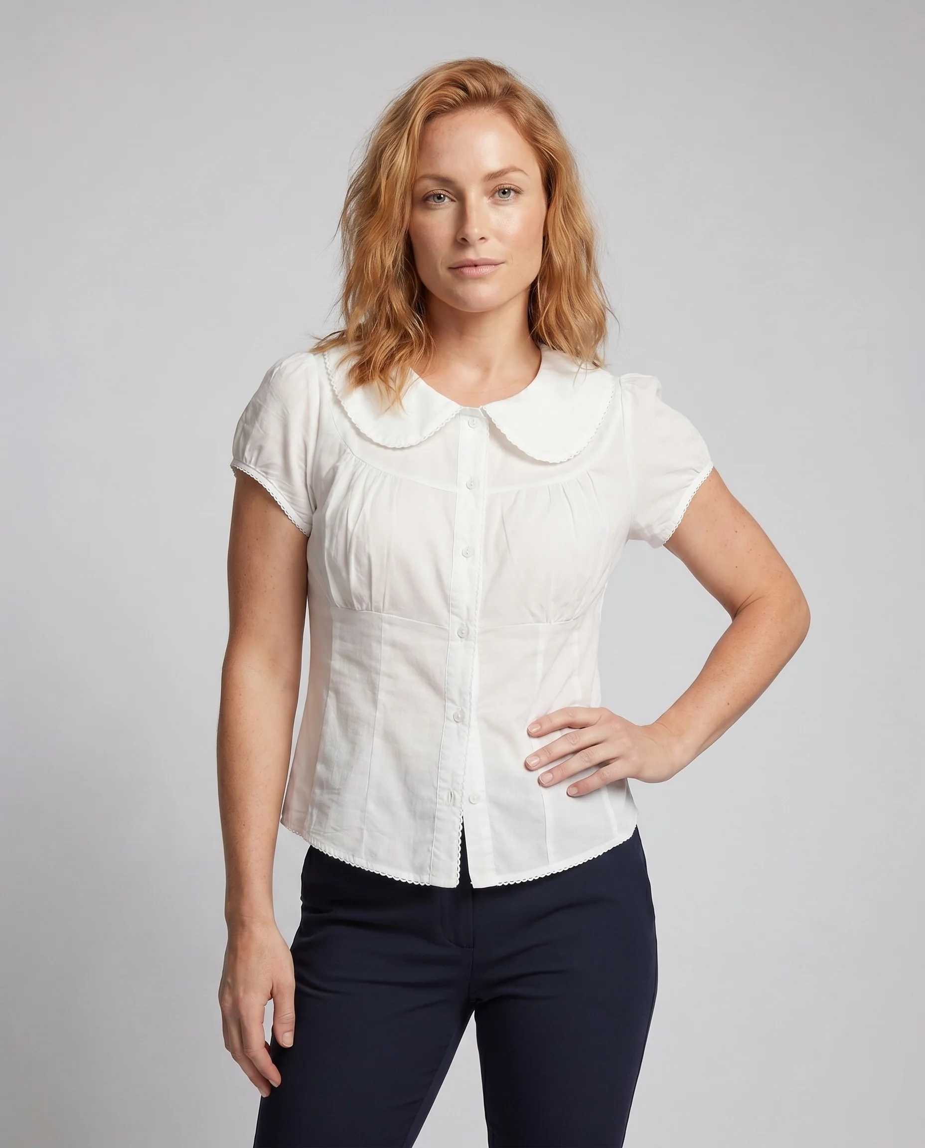 Damen Bluse mit Kragen und gerüschtem Design R&B - Image 2