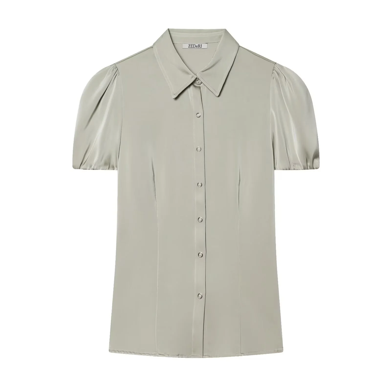 Damenbluse mit kurzen Puffärmeln und eleganter Knopfleiste R&B - Image 4