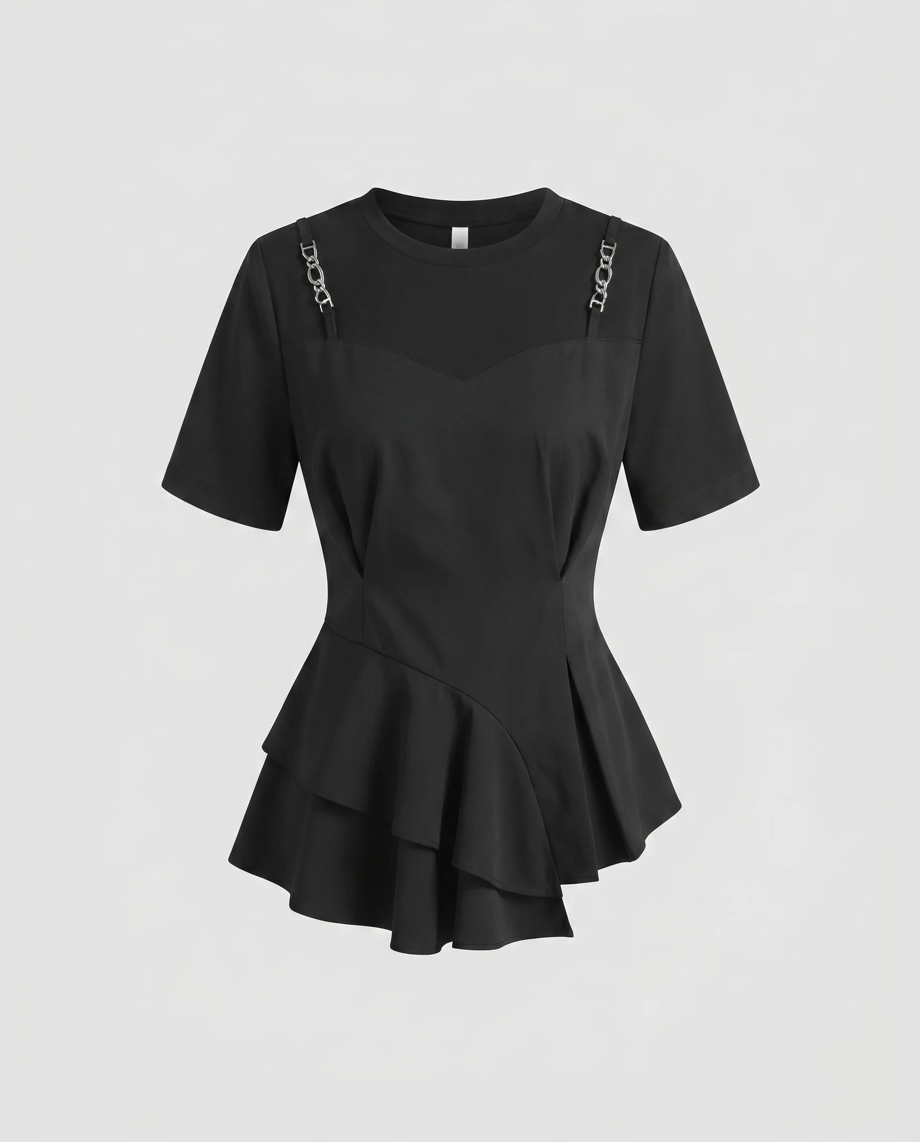 Damen Bluse mit peplum Schnitt und dekorativen Schulterriemen R&B - Image 5