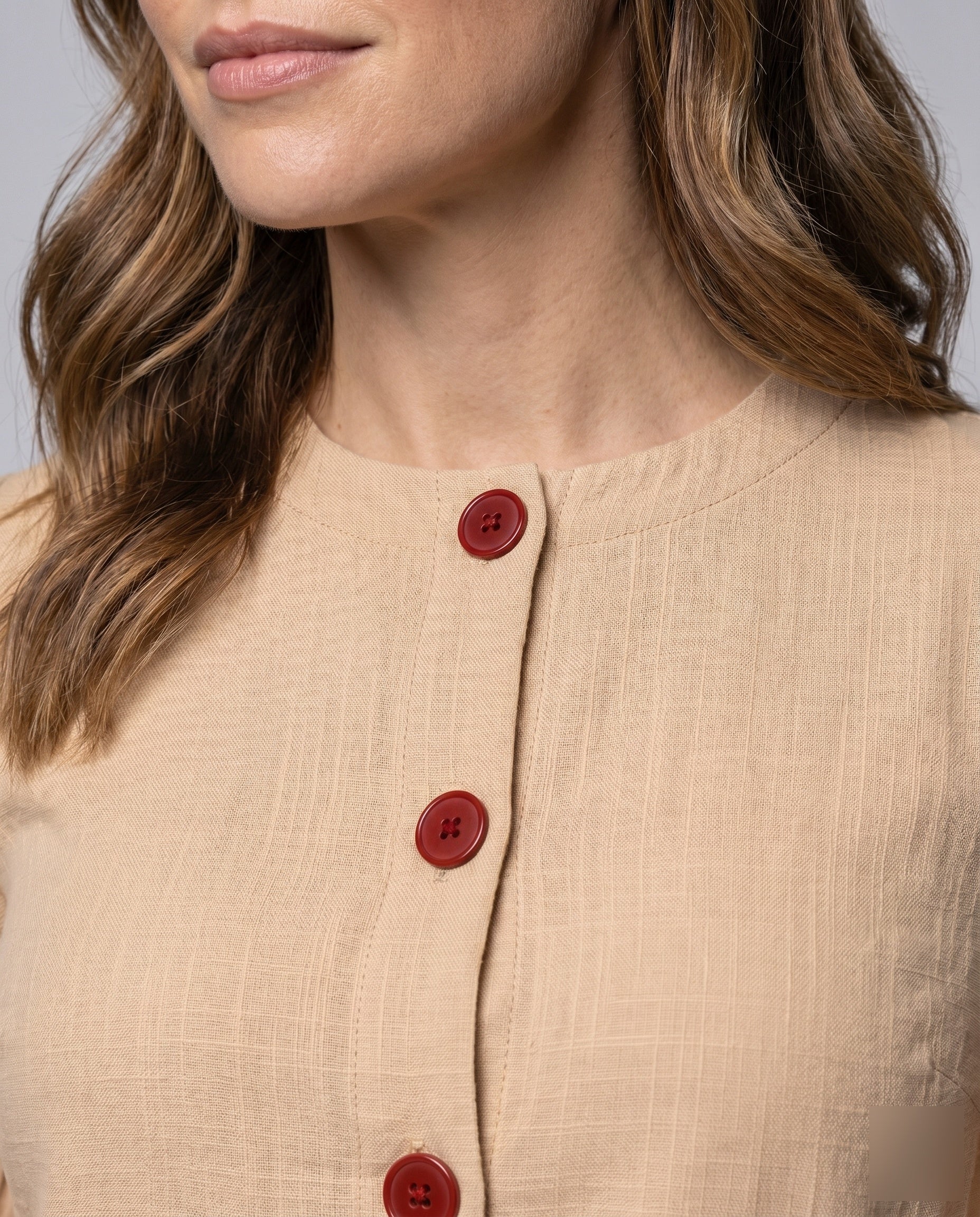 Damen Bluse mit Puffärmeln und dekorativen Knöpfen R&B - Image 3