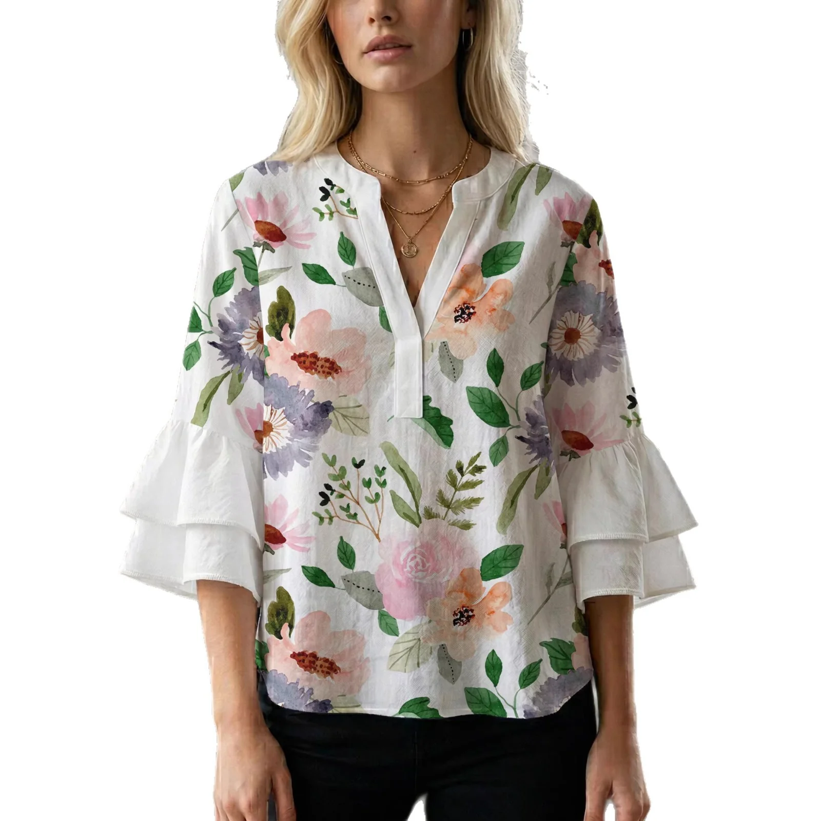 Damen Bluse mit Rüschendetails und auffälligem Animal-Print R&B - Image 5