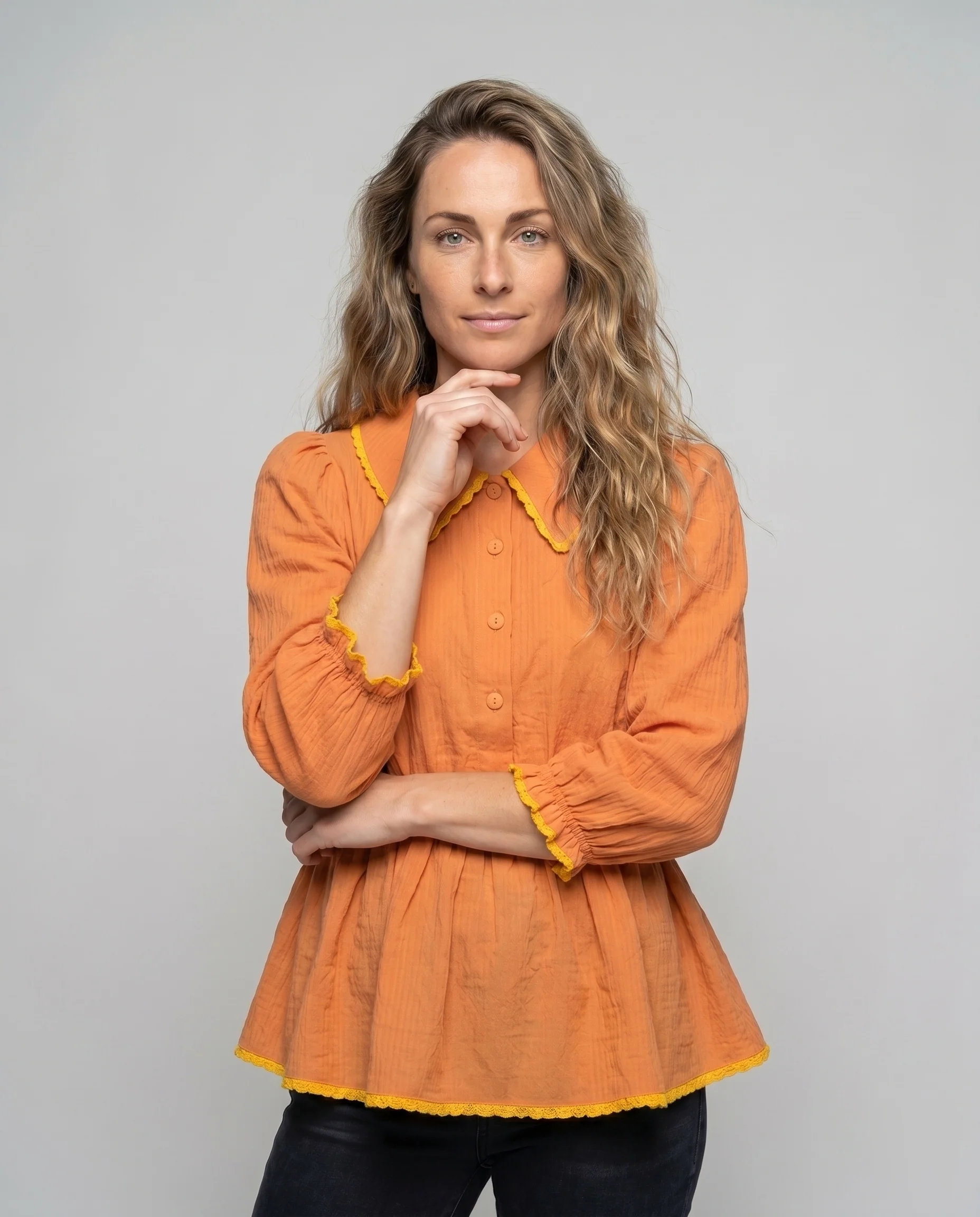 Damen Bluse mit Volant und auffälligem Kragen R&B - Image 2