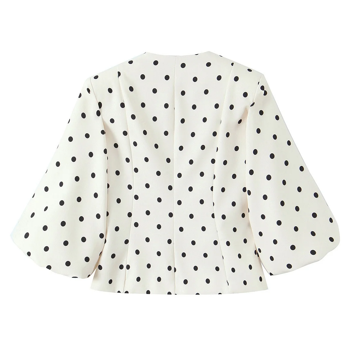 Damenbluse mit voluminösen Ärmeln und Polka-Dot-Muster R&B - Image 2