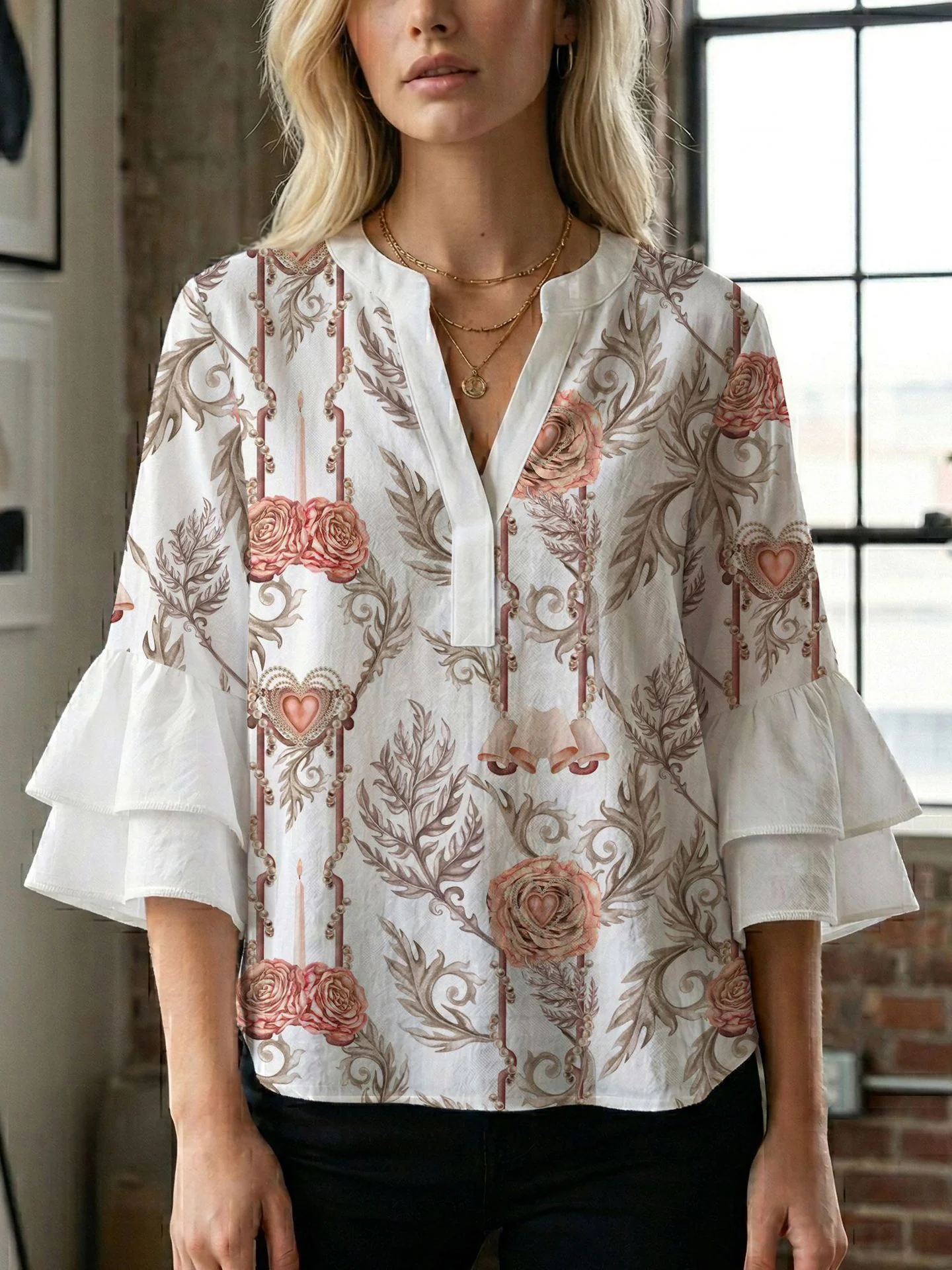 Damen Bluse mit wunderschönen floralem Design R&B - Image 10