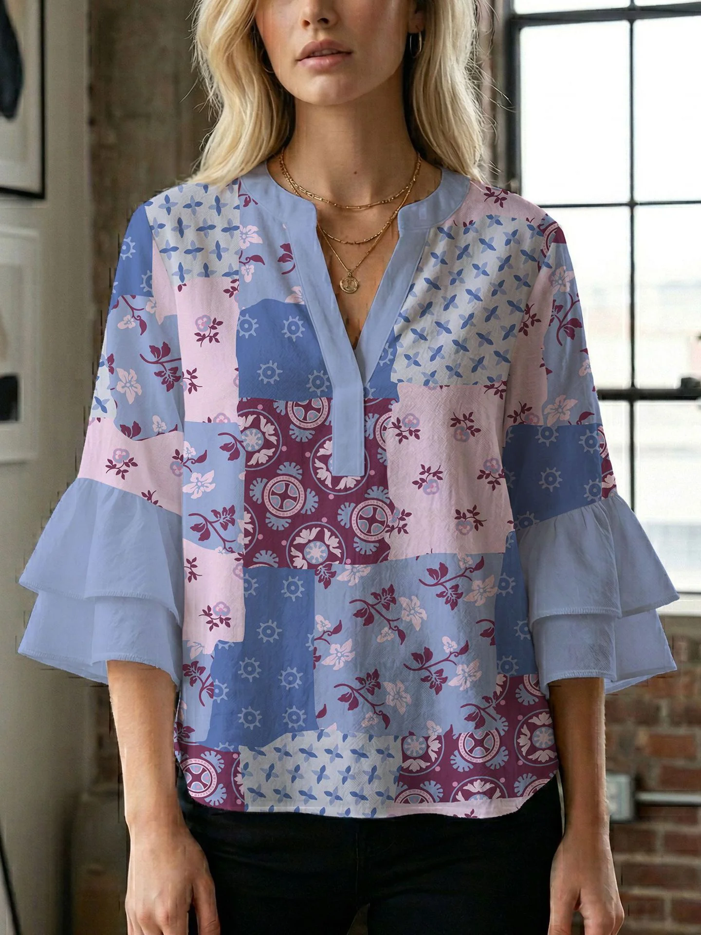 Damen Bluse mit wunderschönen floralem Design R&B - Image 22