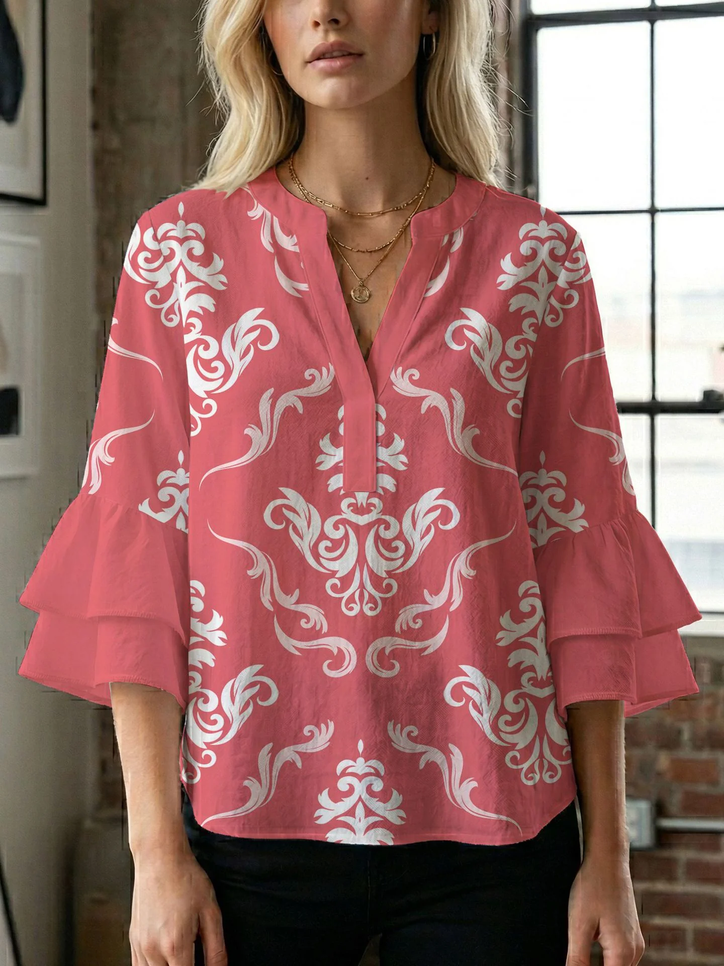 Damen Bluse mit wunderschönen floralem Design R&B - Image 8