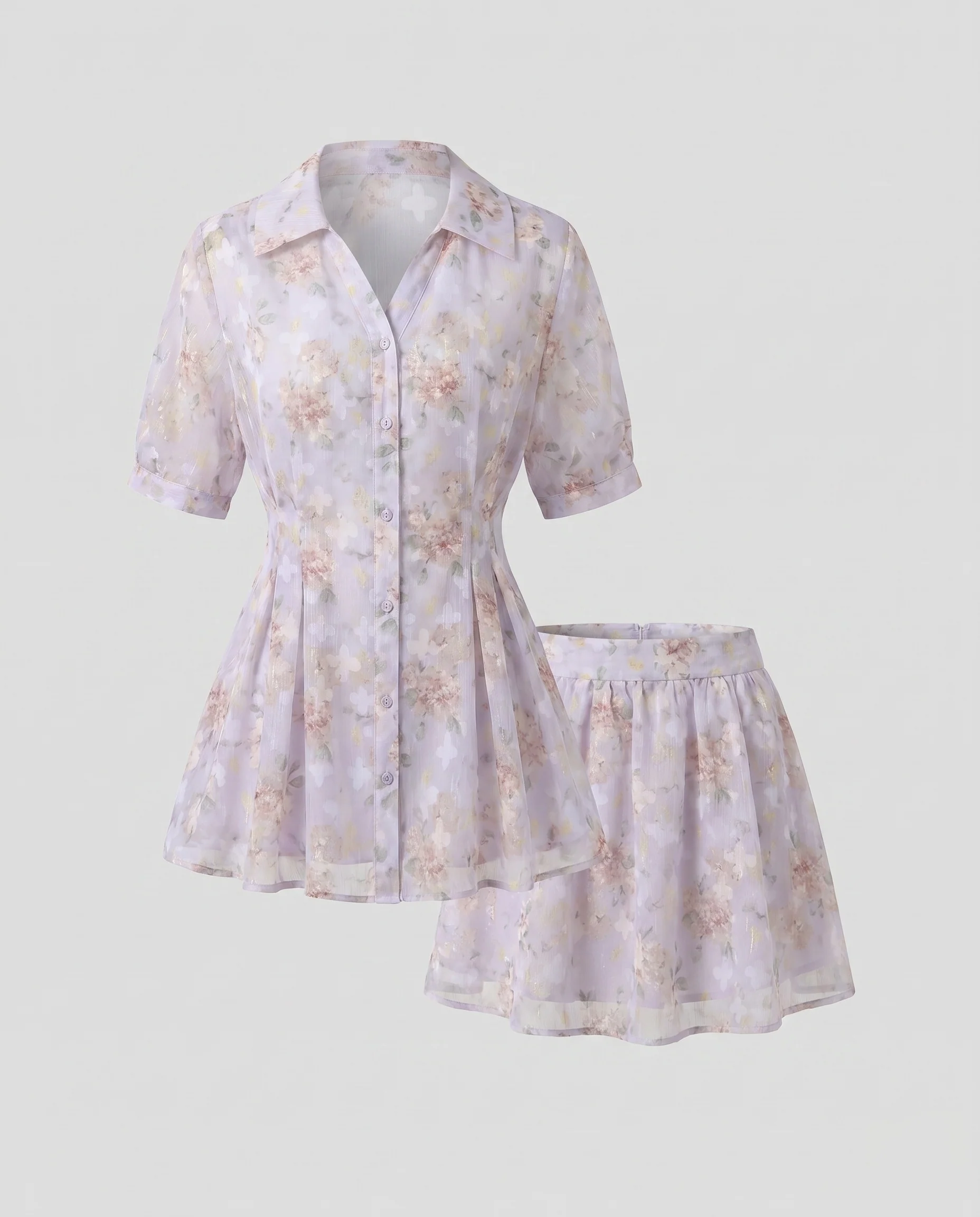 Damen Blusenkleid mit floralen Mustern und schwingendem Rock R&B - Image 5