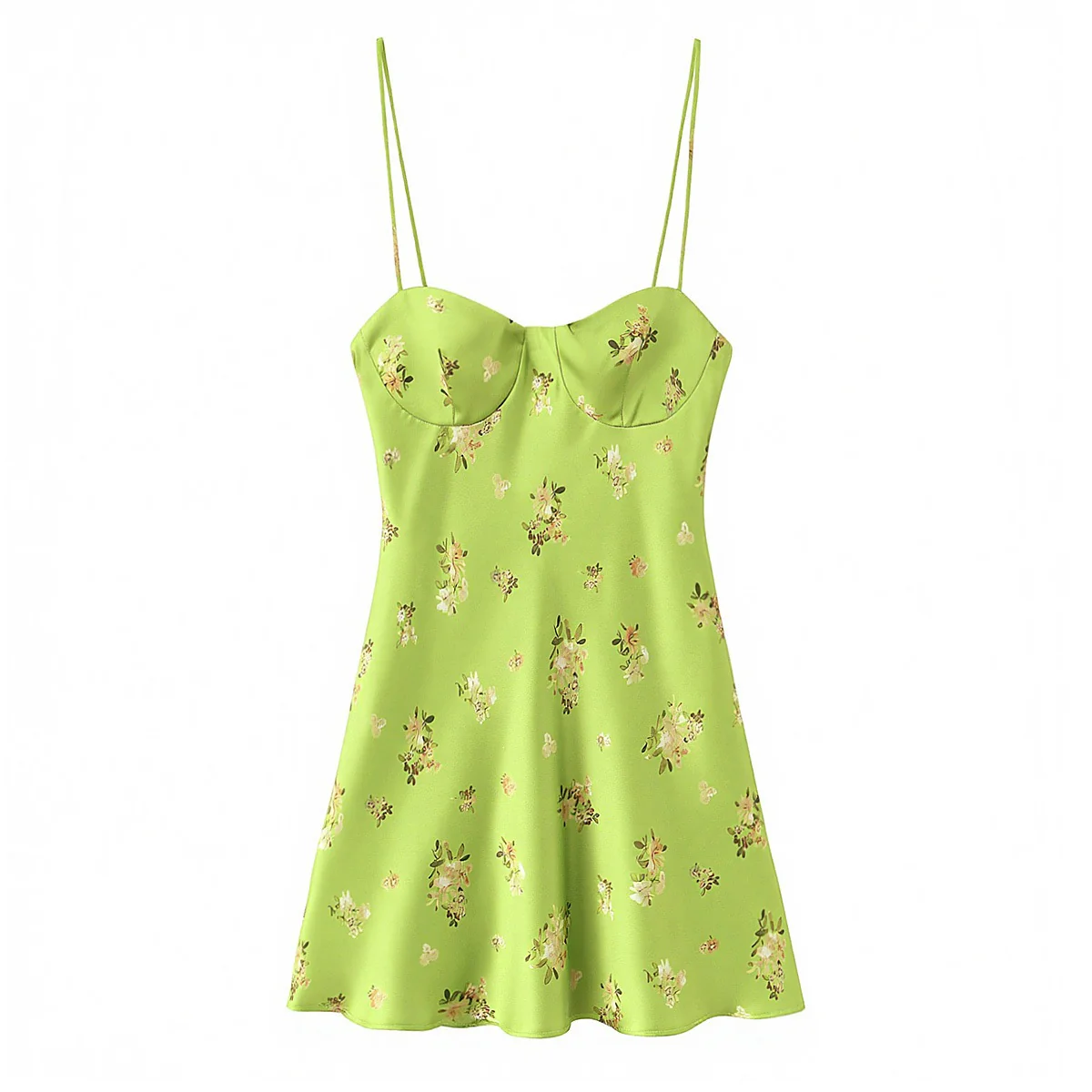 Damen Blusenkleid mit zartem Blumenmuster und schwingendem Rock R&B