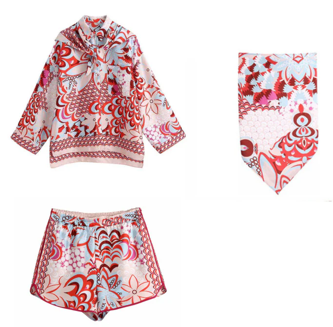 Damen Blusenset mit floralem Muster und Shorts R&B - Image 6