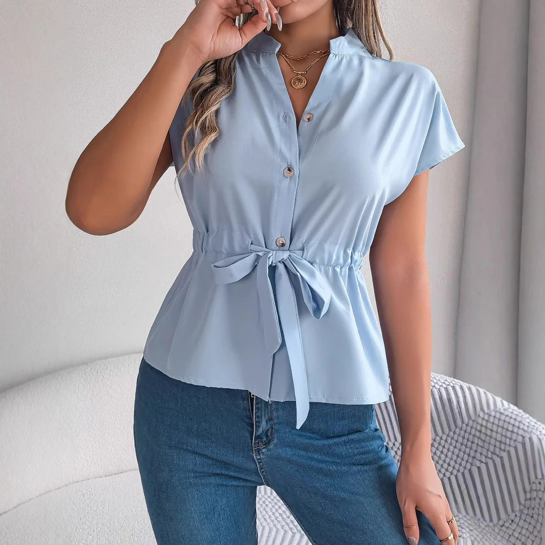 Damen Blusenshirt mit tailliertem Schnitt und kurzen Ärmeln R&B - Image 3