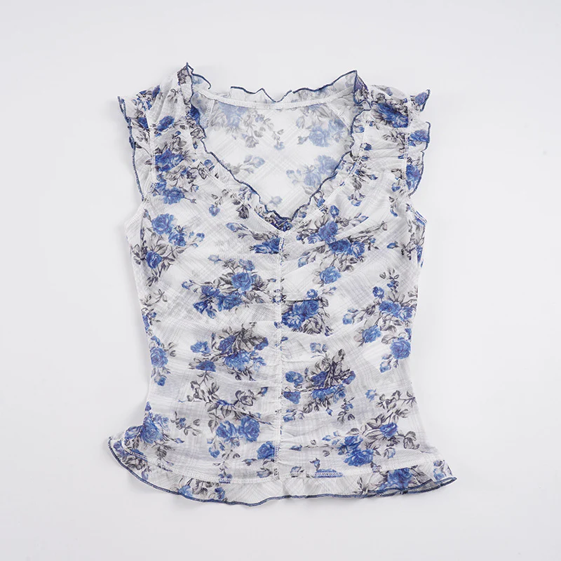Damen Blusentop mit Rüschendetails und floralem Muster R&B - Image 6