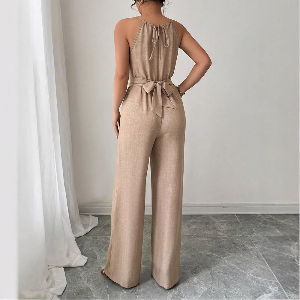 Damen bodenlanger Jumpsuit mit raffiniertem Wickeldesign und eleganter Bundnaht R&B - Image 4
